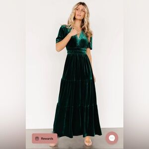 NWT Baltic Born Emerald Green Artemis Velvet Maxi Dress size XS
